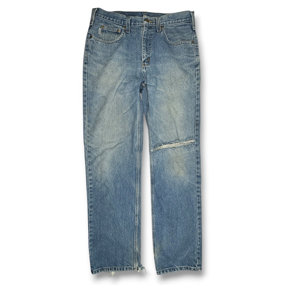 Carhartt B460 DPS Blue Jeans 34x34 Distressed Faded Distressed Relaxed
Fit Denim